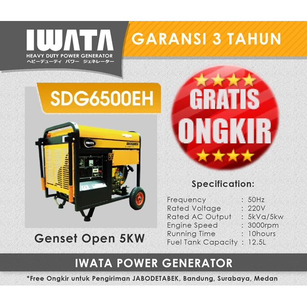 Genset Diesel IWATA 5Kva Open - SDG6500EH