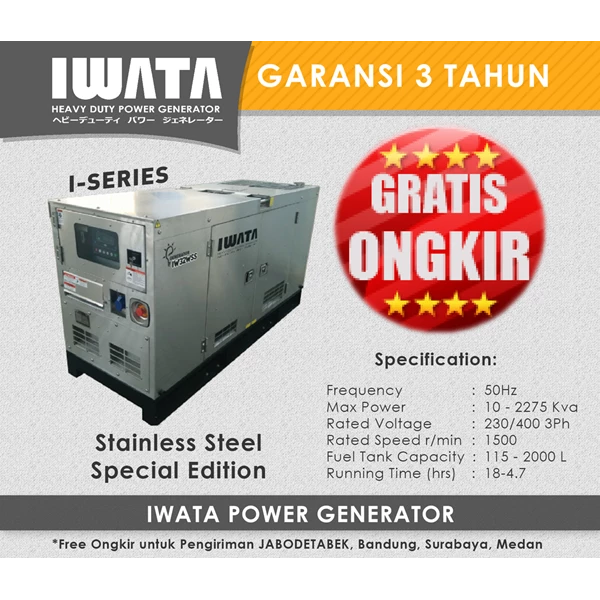 Genset Diesel IWATA 10Kw Silent - Stainless Steel Series
