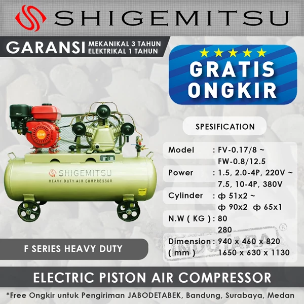 Wind Electric Piston compressor F Series FW-1.6 to 8