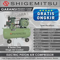 Kompresor Angin Listrik One Stage Shigemitsu Z-0.036-8 Tank 24L