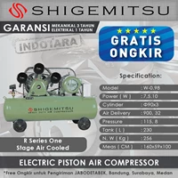 Kompresor Angin Listrik One Stage Shigemitsu W-0.98 Tank 230L