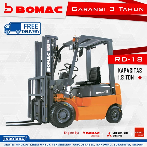 Forklift Bomac RD-18 Kapasitas 1.8 Ton