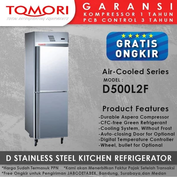 Kulkas D Stainless Steel Kitchen Refrigerator D500L2F TOMORI