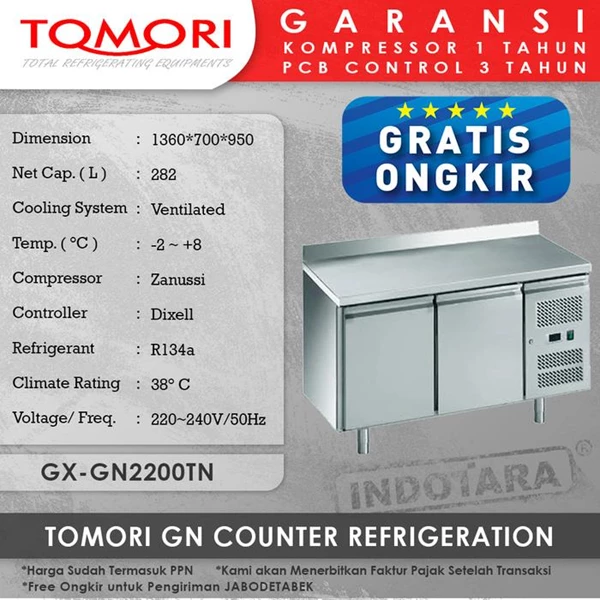 Tomori GN Counter Refrigerator GX-GN2200BT