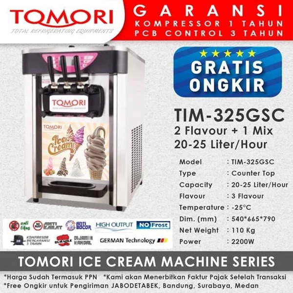 Mesin Pembuat Es Krim 3 Tuas (Rainbow Ice Cream) TOMORI TIM-325GSC