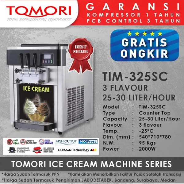 Ice Cream Machine 3 Handle TOMORI TIM-325SC