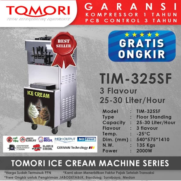 Ice Cream Machine 3 Handle TOMORI TIM-325SF