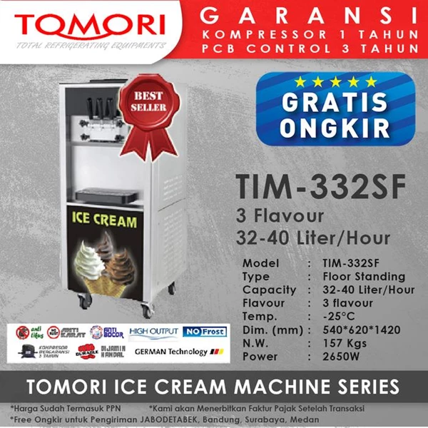 Ice Cream Machine 3 Handle TOMORI TIM-332SF