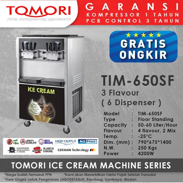 Ice Cream Machine 6 Handle TOMORI TIM-650SF