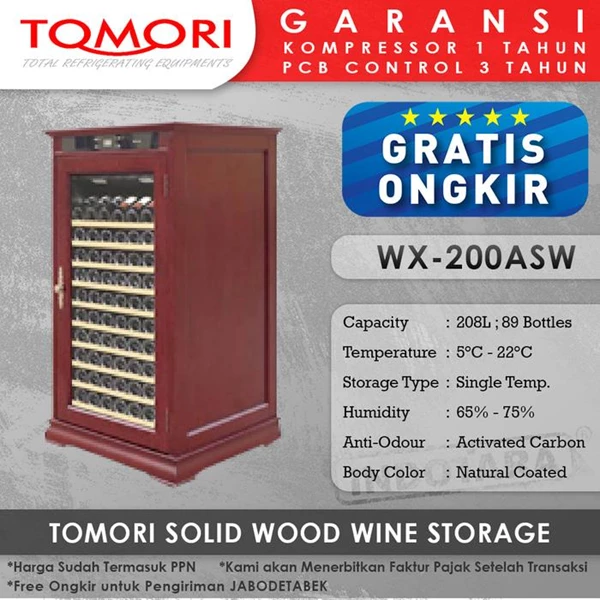 Mesin Penyimpan Wine Tomori Wine Storage Wood WX-200ASW