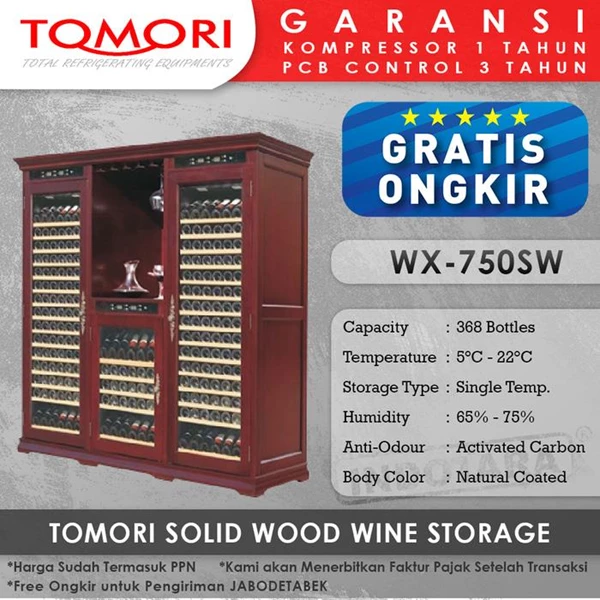 Mesin Penyimpan Wine Tomori Wine Storage Wood WX-750SW