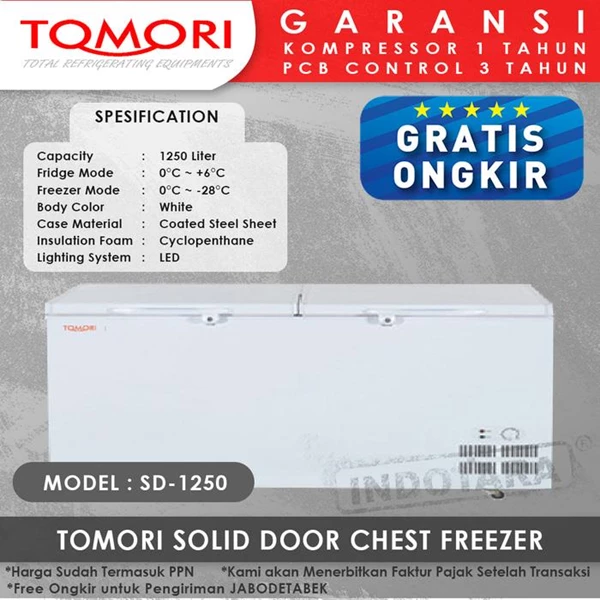 Tomori Solid Door Chest Freezer Freezer SD1250