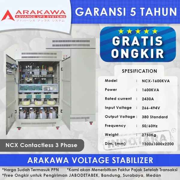 Stabilizer Arakawa NCX 3 Phase NCX-1600KVA