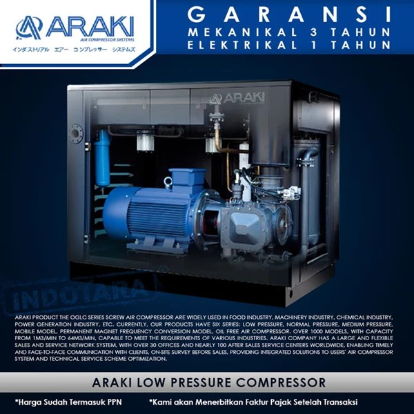 Kompressor Angin Araki Low Pressure Untuk Industri GTR55A-L
