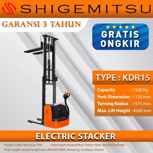 Shigemitsu Hand Stacker Electric KDR15-1150-4500
