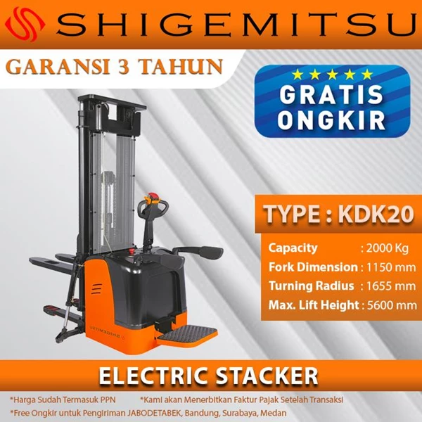 Shigemitsu Electric Stacker KDK20-1150-5600