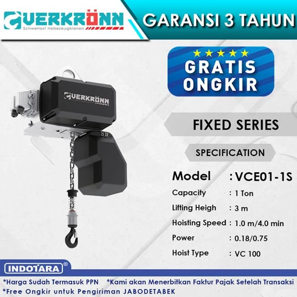 Electric Wire Rope Hoist Verkronn VC Fixed Series VCE01-1S