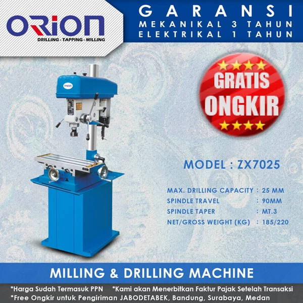Mesin Bor Duduk Orion Milling & Drilling Machine ZX7025