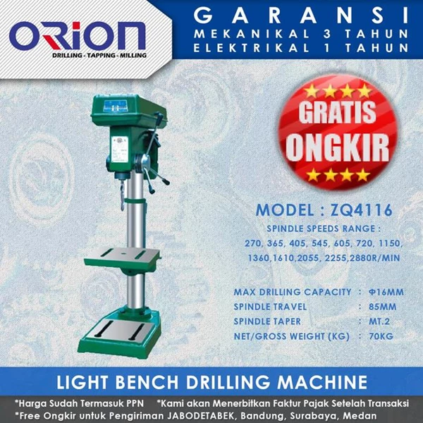 Mesin Bor Duduk Orion Light Bench Drilling Machine ZQ4116
