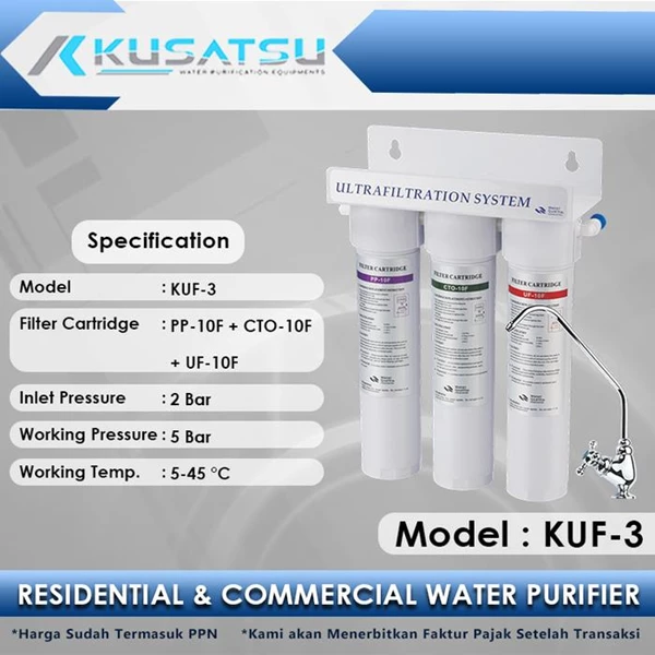  TRIPLE Kusatsu Water filter  Ultrafiltration KUF-3 2Bar 