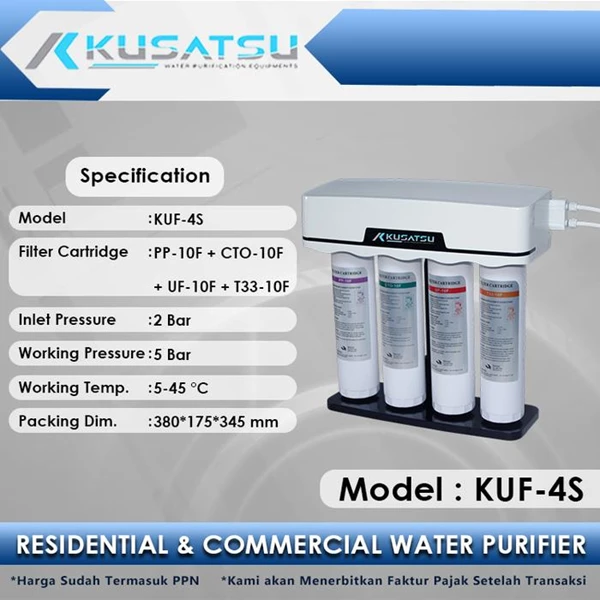 Kusatsu Water Filter Ultrafiltration KUF-4S 4-Stages 2Bar