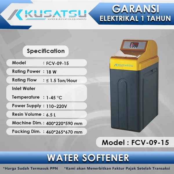 Kusatsu Water Softener FCV-09-15 18W 1.5T
