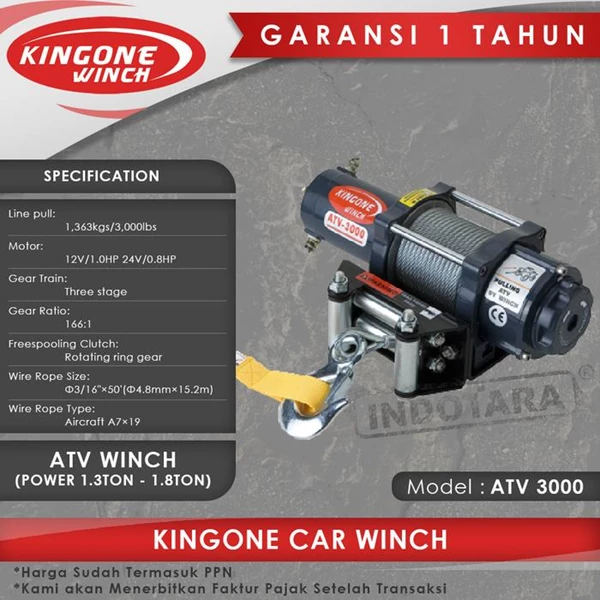 Kingone Car ATV Winch ATV 3000