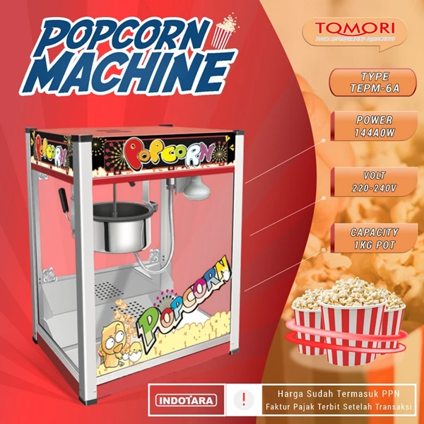 Mesin Popcorn Elektrik TOMORI Model TEP-6A 1440 Watt