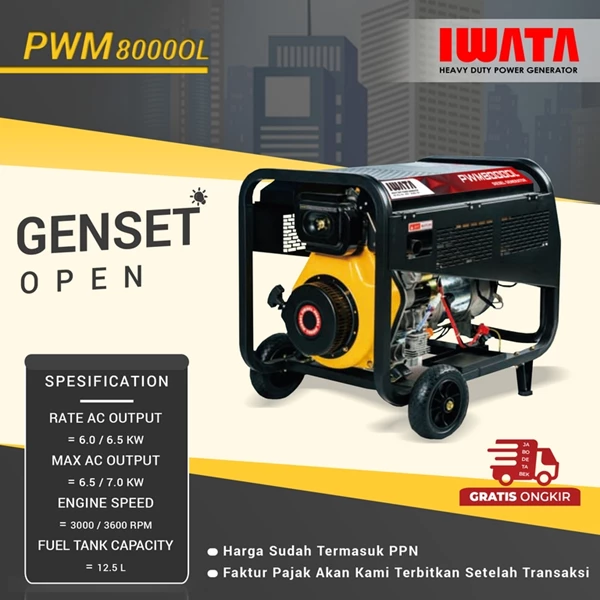 Genset Diesel IWATA 6Kva Silent - PWM8000-OL