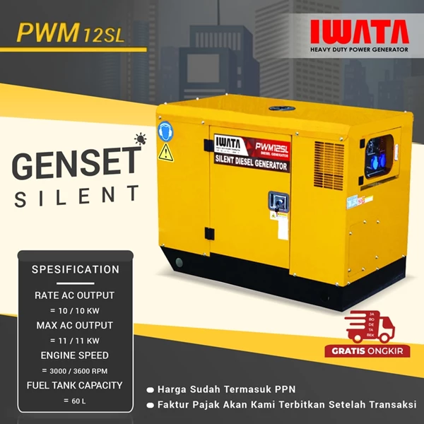 Genset Silent Diesel IWATA 10Kva - PWM12-SL
