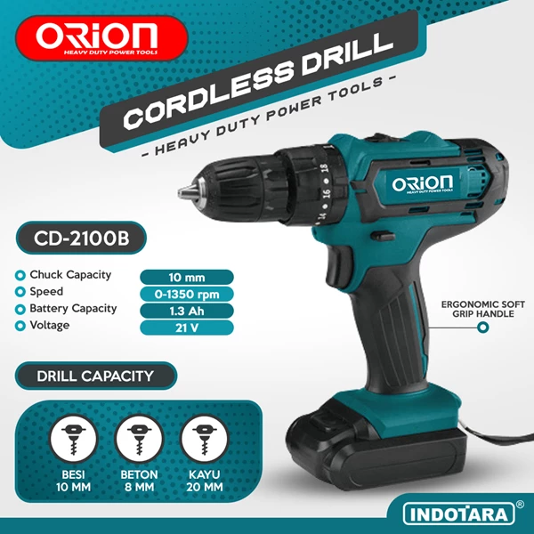 Mesin Bor Baterai Tangan / Cordless Drill Battery Orion CD-2100B