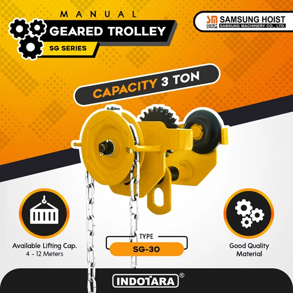 Manual Geared Trolley Troli Katrol Manual 3 Ton Samsung SG-30