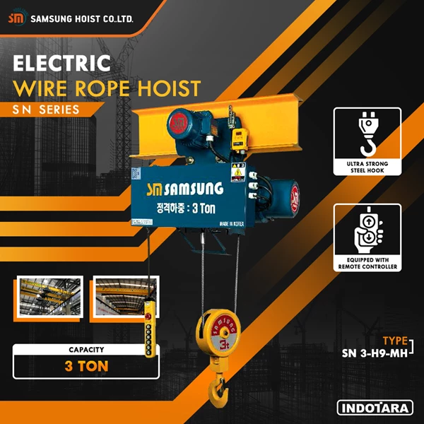 Electric Wire Rope Hoist 3 Ton Samsung Hoist SN 3-M